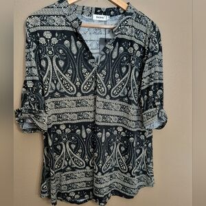 Black and Cream Paisley Women's Top